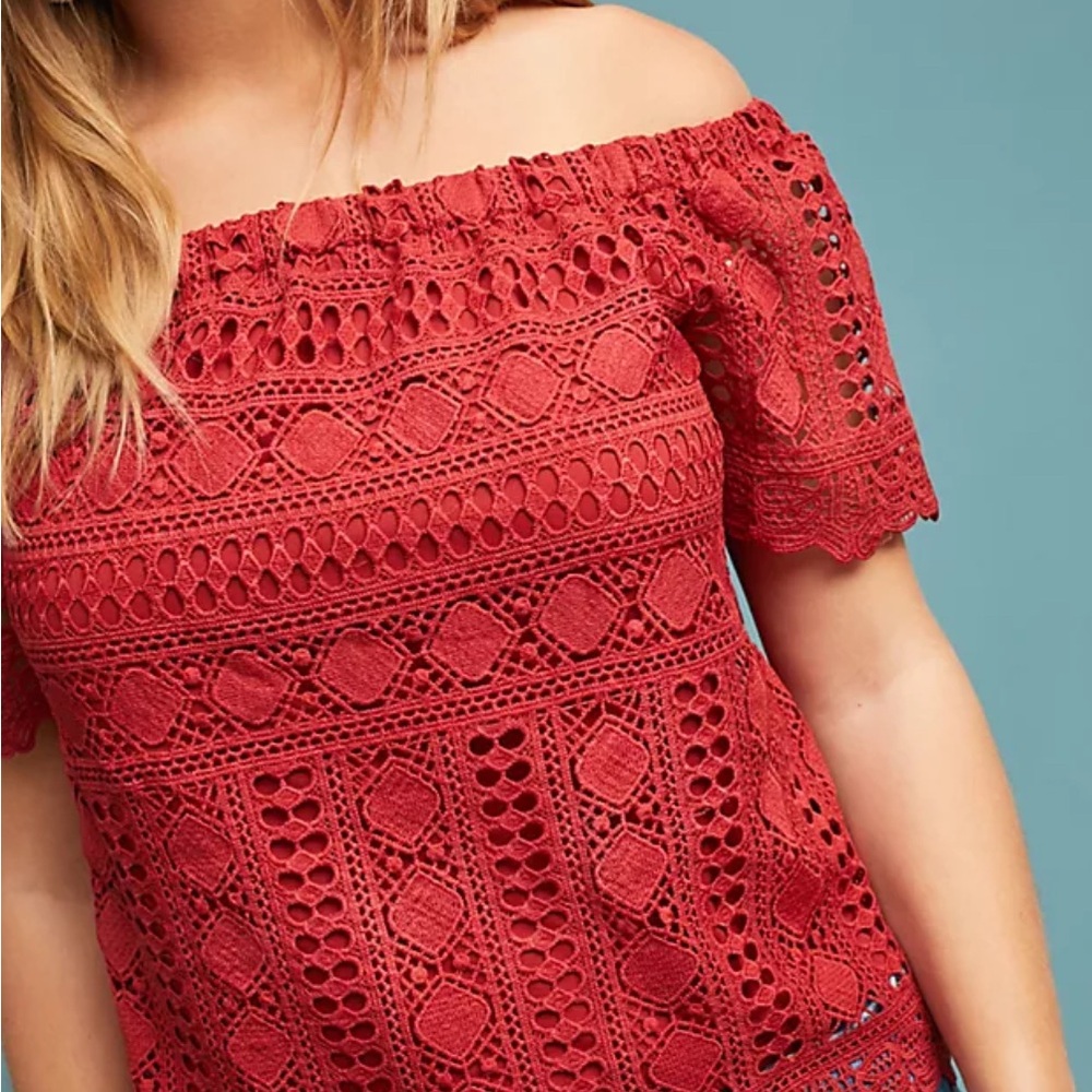 Rust Crochet Off-Shoulder Top